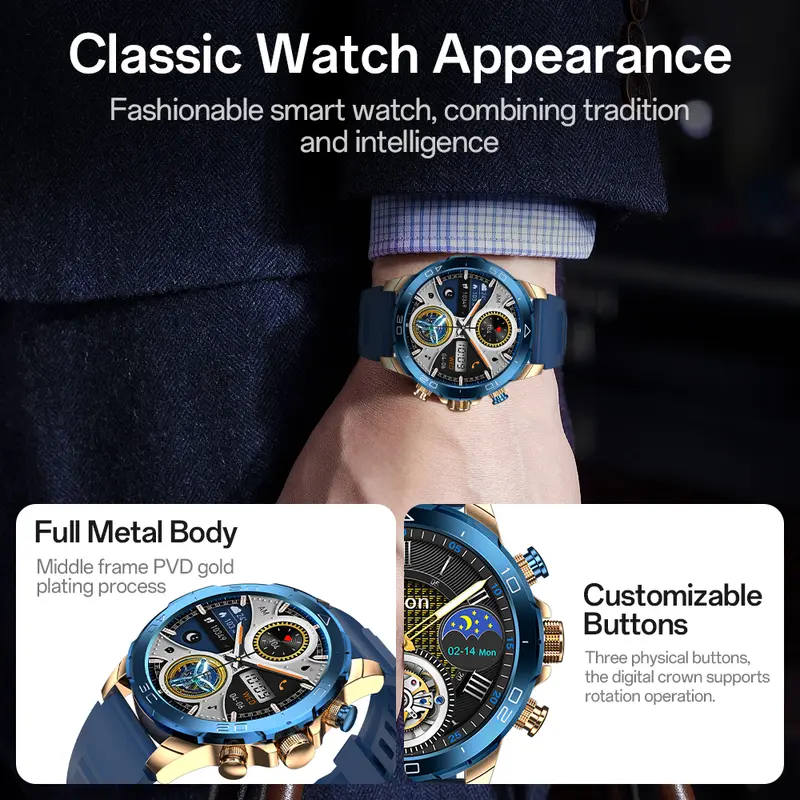 Aolon Luxor Jam Tangan Bisnis Pintar Jam Tangan Pintar Baru IP68 Tahan Air Kecepatan Lari DIY Pemantauan Kesehatan Smart Watch Olahraga Luar Ruangan   (jam tidur / bedside clock) 2
