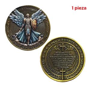Medalla de Miguel Arcángel, 1 unidad de moneda de doble cara con relieve, moneda conmemorativa, adorno decorativo para el hogar y regalo para amigo