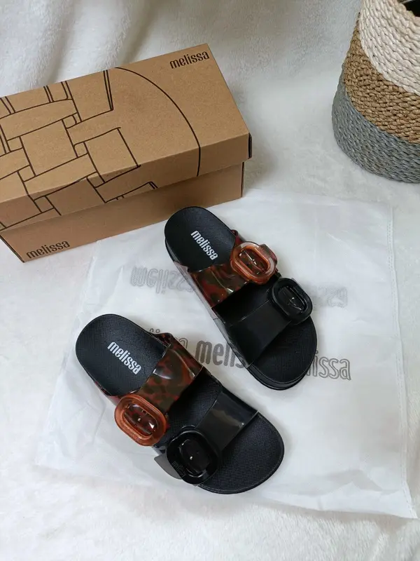 Sandal Dobeltop M.Cozy Slide Wanita Black Pink 0