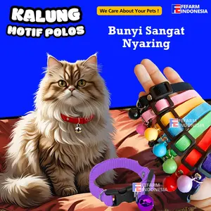 Kalung Kucing Polos Lonceng 14mm Tebal Aksesoris Hewan Peliharaan