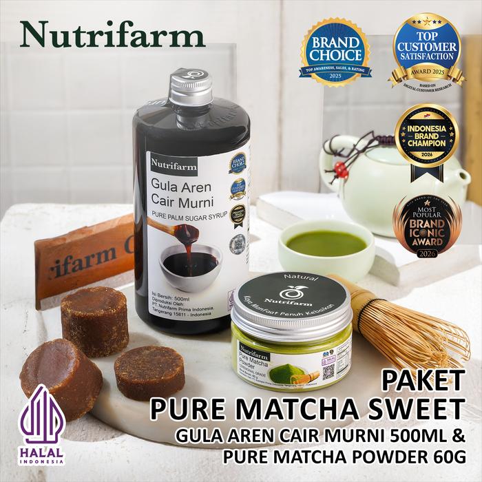 Gambar NUTRIFARM PAKET PURE MATCHA SWEET / GULA AREN CAIR 500ML DAN PURE MATCHA 60GR - PAKET PURE MATCHA SWEET dari NutrifarmOfficial Kab. Tangerang 2 Tokopedia