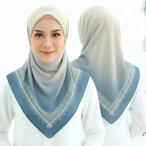 Kerudung Gradasi Hijab Segi Empat Voal Motif Kekinian Terbaru Muslim Square