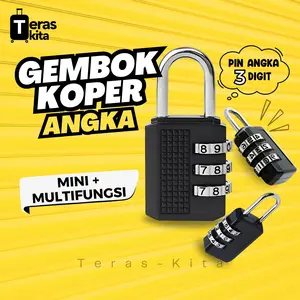 Teras-kita Gembok Koper Angka 3 Digit Mini Multifungsi Pin Kunci Anti Maling Cocok untuk Travelling Umroh & Haji