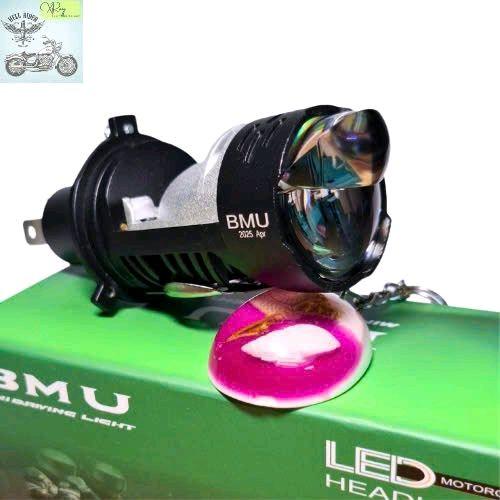 Đèn Pha led BMU V50 PRO bi cầu mini công suất 50W - Kính tím nhiệt màu 5200k đường cắt COS thẳng có trợ pha mắt ếch mạnh.