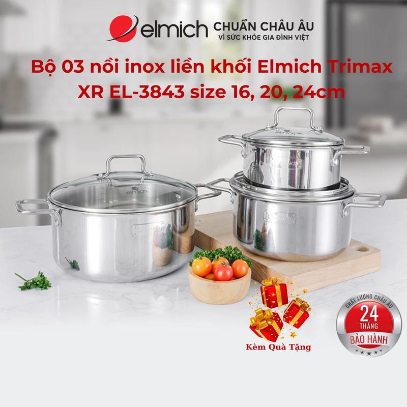 Nồi inox liền khối Elmich Trimax XR EL-3843 size 16, 20, 24cm - Sang trong  bền bỉ an toàn sức khỏe women nữ