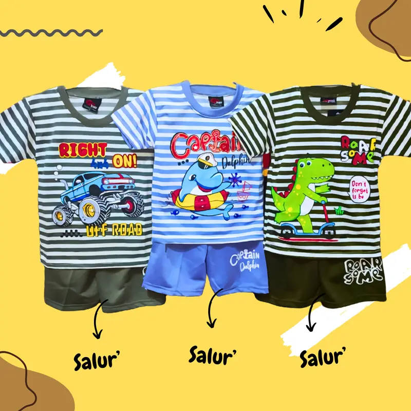 1 PCS SATUAN BAJU SETELAN ANAK COWOK SEMI JEANS KAOS MOTIF RANDOM BAJU OBLONG ANAK LEBARAN 3
