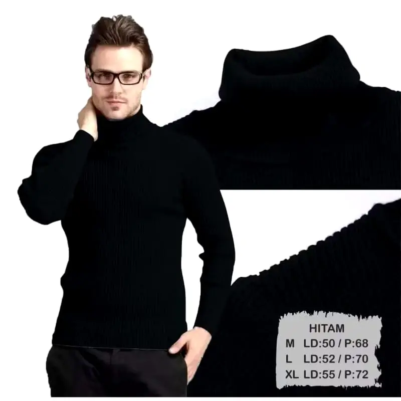 Sweater Trutlenek Lengan Panjang Pria Bahan Rajut Premium Slim-fit Rib Knitwear Tebal Unisex