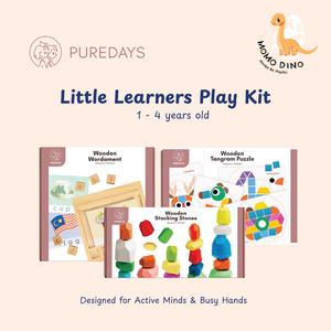 PureDays Little Learners Play Kit | Stacking Stones + Wordament + Wooden Tangram