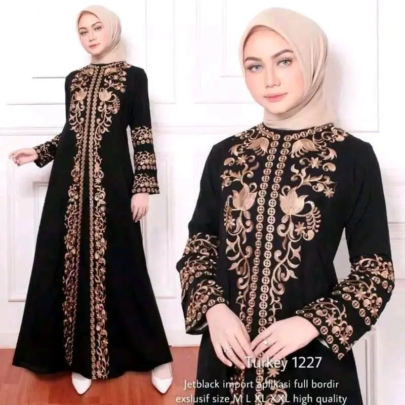Abaya Mom & Kids Gamis Maxi Dress Arab Saudi Turkey Dubai India Syari Bordir 212 Coklat by Safryna Collection Abaya Bangil