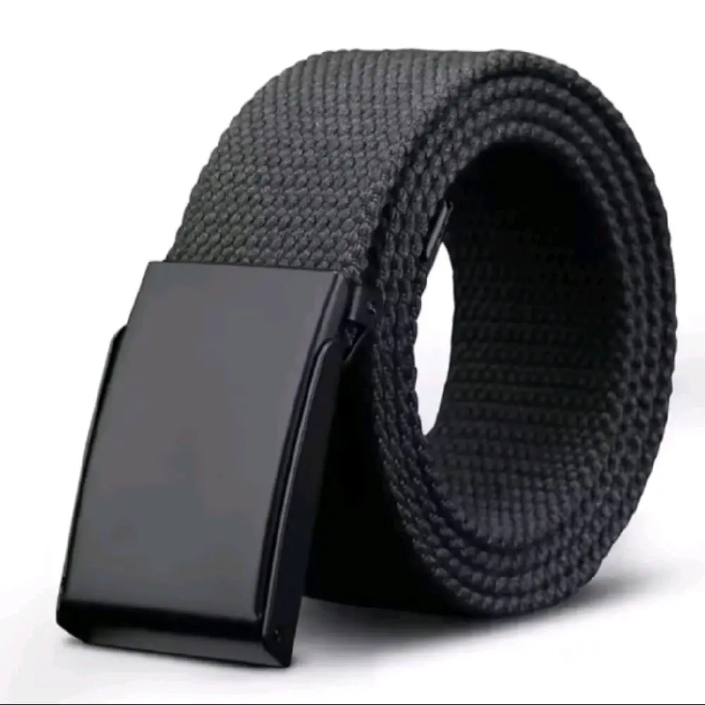 FASHION BELT sabuk kanvas pria wanita praktis hitam ikat pinggang besi kerja dan sekolah kuat dan tangguh gesper korea pria