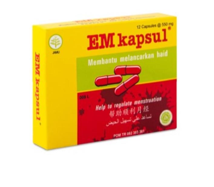 EM Kapsul Box 1 strip @ 12 Cap - Membantu Melancarkan Menstruasi & Meredakan Nyeri Haid dengan Ekstrak Alami