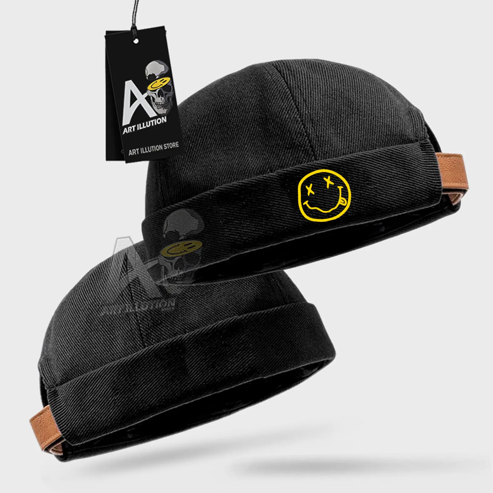 Topi Miki Hat / Topi Peci Logo Smiley Nirvana Model Logo Terbaru Miki Hat PREMIUM songkok hitam Kopiah Pria Dewasa Motif Muslim Putih