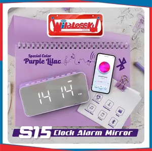Jam Bluetooth Speaker FM Radio Alarm Clock S15 SUARA JERNIH FULL BASS Led