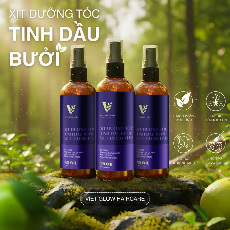  X3BVG - Combo 3 Chai Xịt Tinh Dầu Vỏ Bưởi Da Xanh Viet Glow Hair 120ml - Hỗ Trợ  Chăm Sóc Tóc Hỗ Trợ Giảm Rụng Tóc Nam & Nữ 