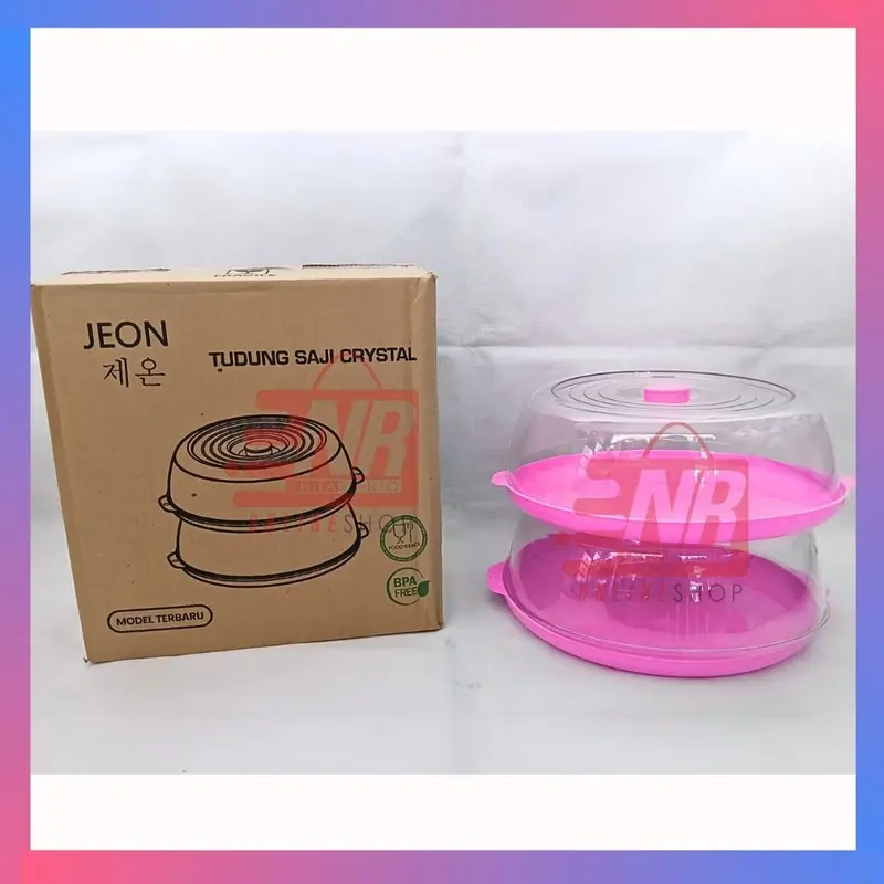 Tudung Saji Crystal Jeon 2 Susun - Tudung Saji Modern - Tudung Saji Kristal Susun 2 - Tempat Penyimpanan Makanan - Tudung Saji Bening Ungu Biru Putih Buah Sayur 5