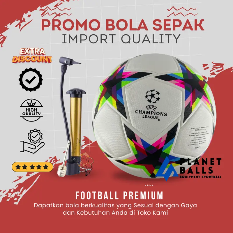 BOLA SEPAK ORIGINAL 100% (BONUS POMPA JARING DAN PENTIL 3