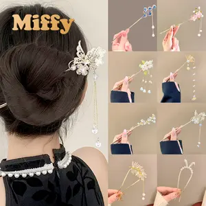 Miffy Tusuk Konde Bunga Sakura Vintage Gold Jepit Tusuk Konde Sanggul Bunga Pengantin