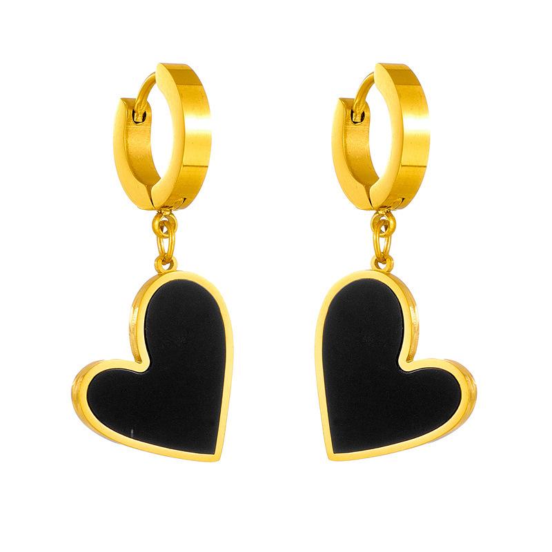 Fashion Elegant Love Heart Titanium Steel Drop Earring For Women Girl Simple Romantic Charms Hoop Earring Vintage Trendy Jewelry Gift 3