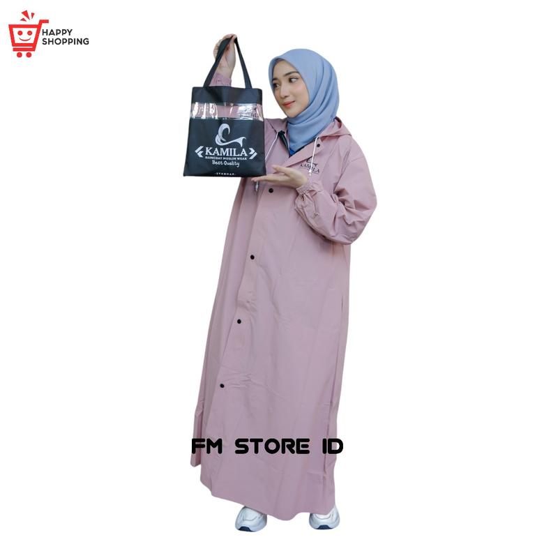 Product Introduction of (KAMILA) jas hujan gamis muslimah bahan pvc 0,25 anti rembes best quality pink 18