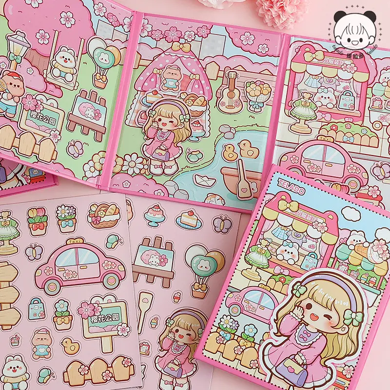 Mainan DIY Quiet Book Magnetic Dodogirl Sakura Scene Handmade Magnetic Stickers Magnetic Toy Scene Stickers TLD030
