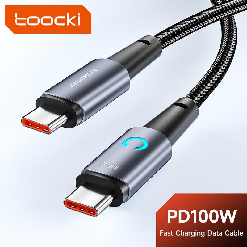 Cáp USB C sang USB C, Toocki, Sạc nhanh PD, Dây điện thoại di động, 60W / 100W, Tương thích với Xiaomi, Huawei, Samsung, MacBook, Poco3, Cáp Type C sang Type C