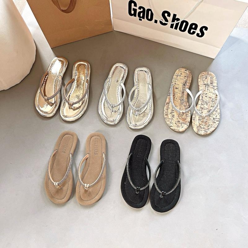 Gạo.Shoes Có BIGSIZE Dép Tông Kẹp cho Nữ Quai Đá Sáng Êm Chân 5 Màu Cá Tính Đế Chống Trơn Trượt.