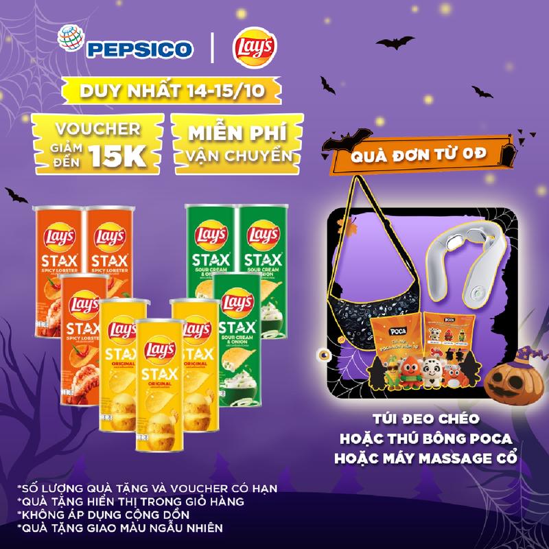 Combo 9 Snack Lay's Stax 100gr (3 Tự nhiên, 3 Tôm hùm nướng ngũ vị, 3 Kem chua hành)