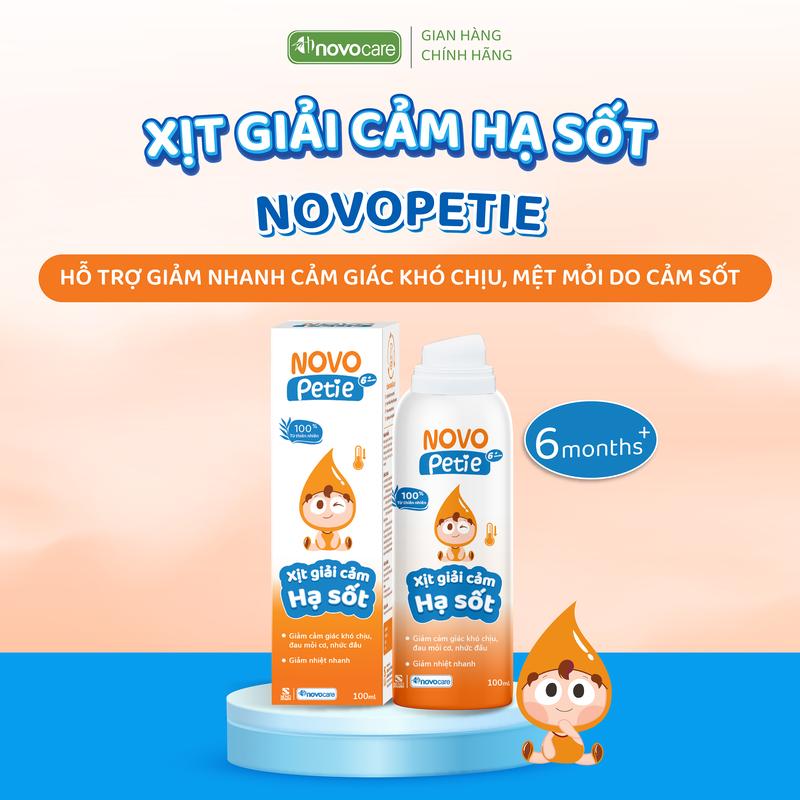 Xịt giải cảm hạ sốt Novopetie giảm khó chịu do cảm cúm hạ sốt lọ 100ml
