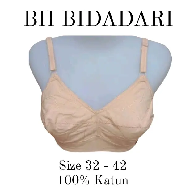 PROMO [ 1pcs ] BRA BIDADARI Size 32-42 Tanpa Busa Tanpa Kawat Kait 2 100% Katun Bh Nyaman