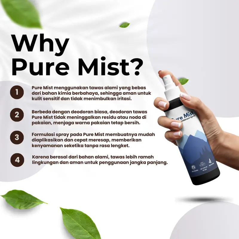 Pure Mist / deodorant spray alami - Deodoran Alami untuk Kesegaran Tanpa Noda - benghilang bau ketiak dan keringat 1