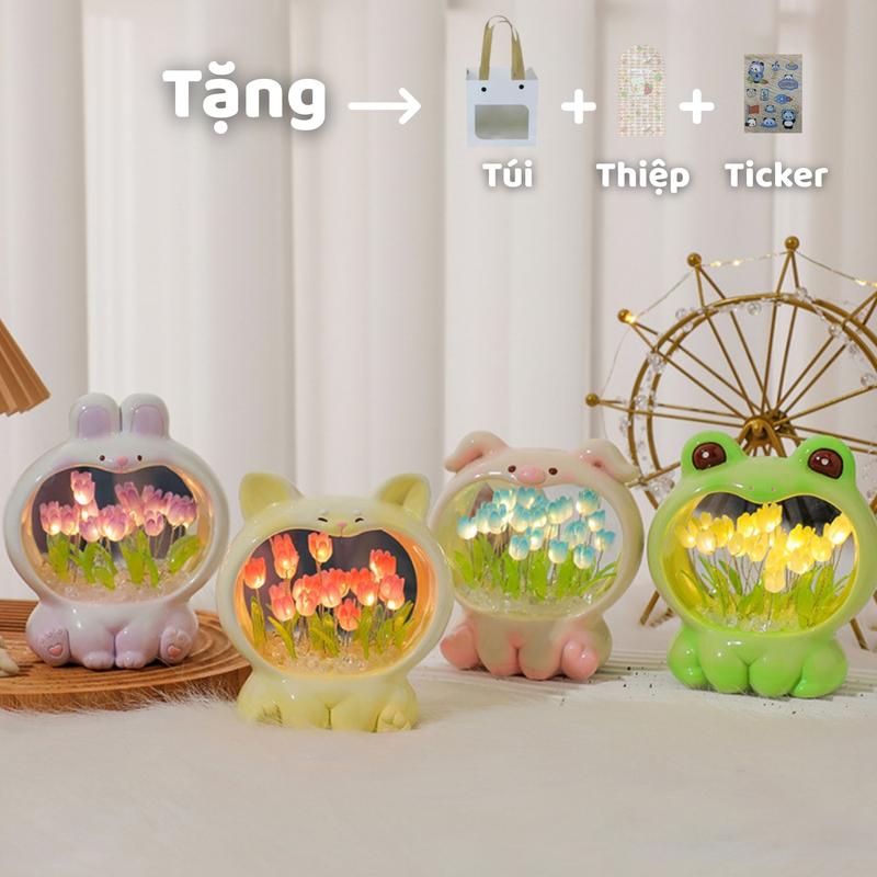 Đèn ngủ hoa Tulip Thú Cưng siêu đáng yêu 10 bông hoa Tulip Đèn ngủ Pet các con vật ngộ nghĩnh Đèn trang trí phòng ngủ bàn học bàn làm việc Quà tặng cho bạn bè người thân