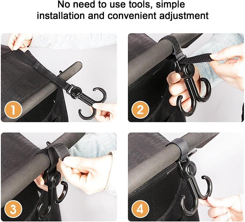 Product Introduction of ToolTopia | Hanging Hooks - Double Hook Plastic with Velcro Max Load 3KG Ideal for Electric Scooters/Motorcycles/Bicycles, Efficient and Practical, Rotatable and Adjustable 6