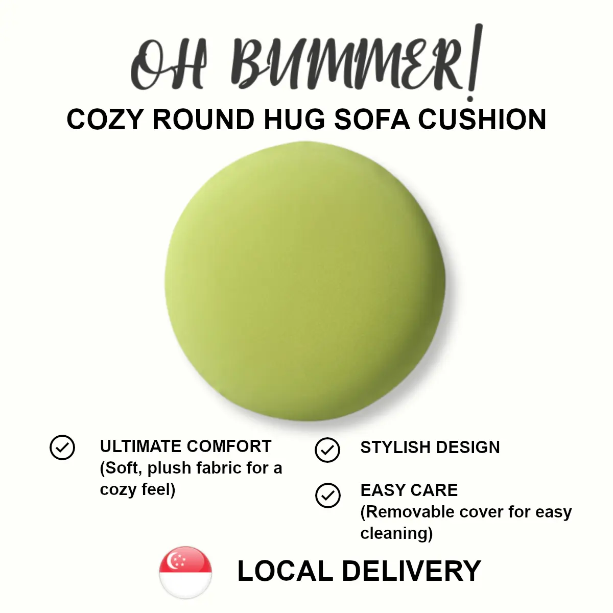 (SG Stock) HH Cozy Round Hug Sofa Cushion