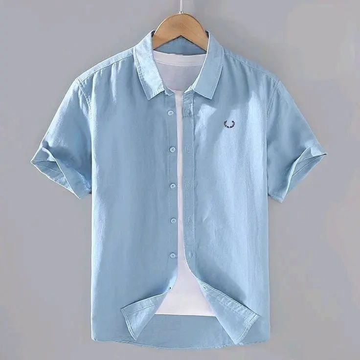 lengan pendek casual kemeja polos f.p.e.r.r.y Katun Pria Formal tactial 3