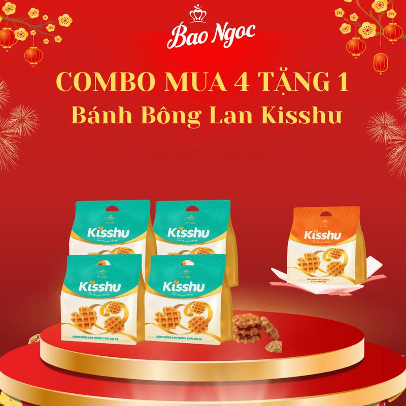 Combo 4 Bịch Bông Lan Trứng Tươi Sợi Gà Tặng 1 Bịch Bông Lan Vị Thịt Nướ