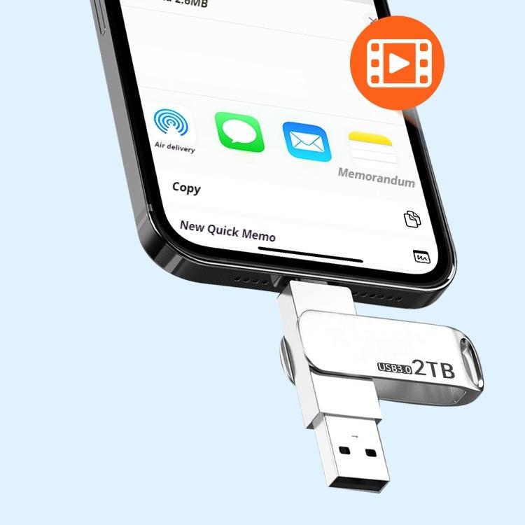 Ổ đĩa Lung Linh USB, Vật liệu kim loại, Dung lượng lớn tốc độ cao (2000GB, 512GB), Sử dụng kép OTG cho Type-C và Micro, Thích hợp cho việc học tập và sử dụng văn phòng, Ổ đĩa U 1TB 5