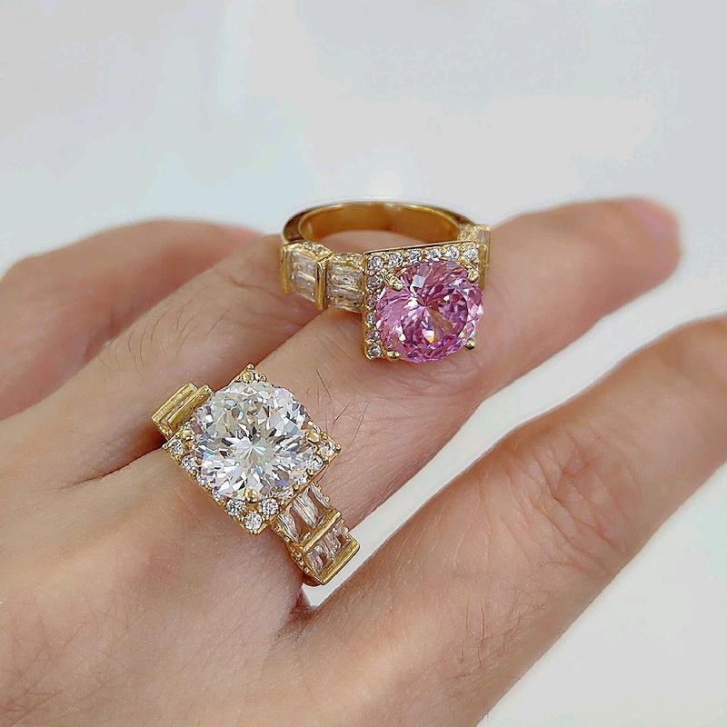 Nhẫn đá hoa cúc 10li mặt vuông chất liệu đồng không xi màu miền tây