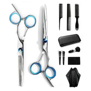 ヘアカットハサミキット、ステンレススチール製ヘアドレッサーハサミセット（11点）、プロ仕様の薄毛・整え用ハサミ、理容室／サロン／家庭用、メンズ／レディース／キッズ用／大人向け