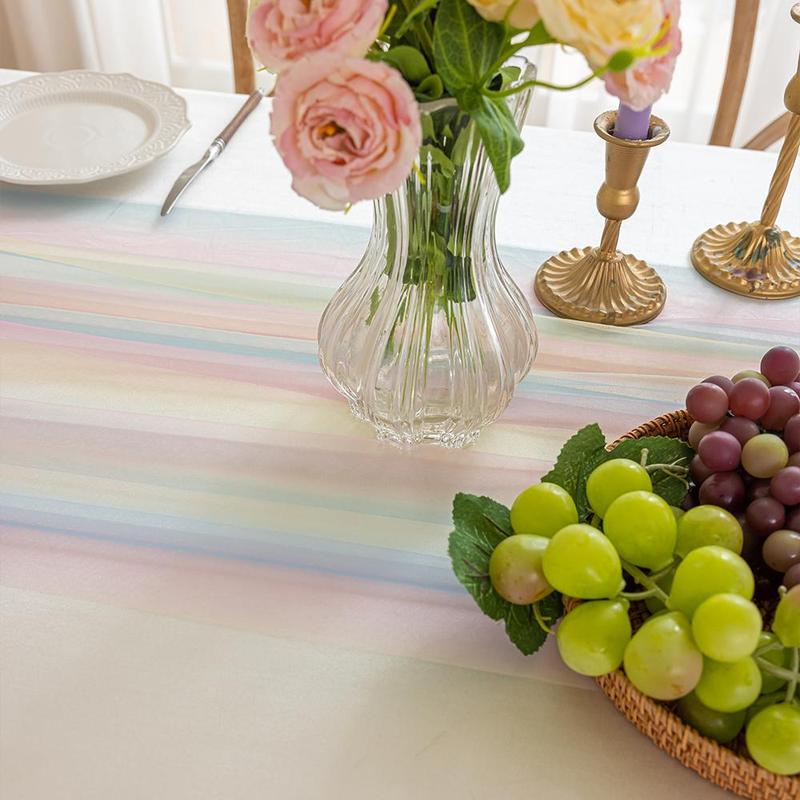 Product Introduction of Rainbow Color Gradient Tablecloth, Rectangular Tablecloth, Table Decoration Supplies for Home Kitchen Dining Room Wedding Birthday Party 4