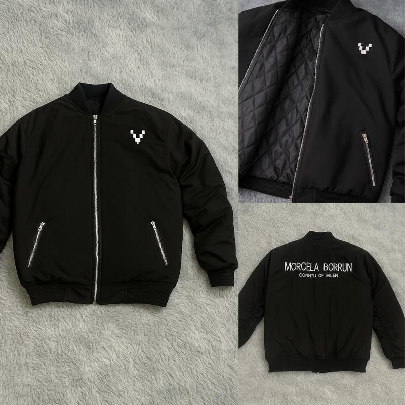  Áo Khoác Bomber Gió Nam Nữ MORCELA BORRUN Thêu Chữ Trần Bông Boy Phố Menswear Jacket 