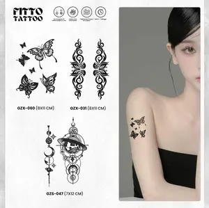 FITTO TATTOO Bundling ISI 3 Tattoo Fruit Ink Uk 7x12cm Kupu Kupu Ular Semi Permanen Tato Temporer Waterproof GZS-054