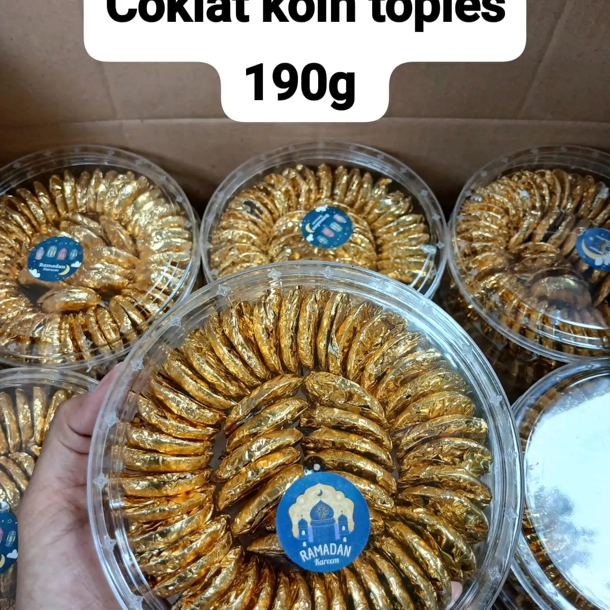 Ready Coklat koin toples 190g coklat koin kemas toples