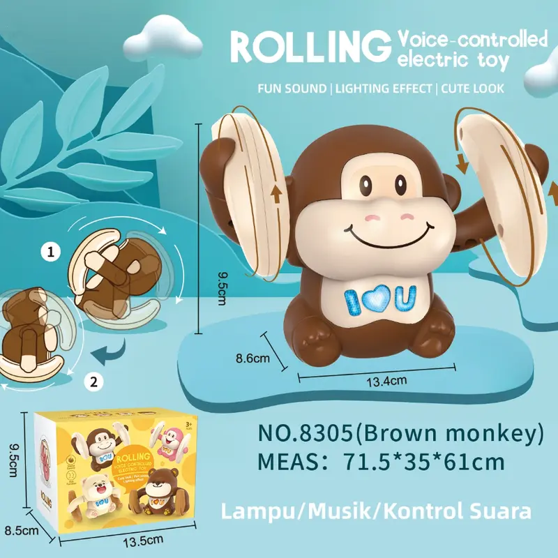 Mainan Monyet Tumbling Putar Jungkir Balik Musik Dan Lampu Monkey Rolling 0