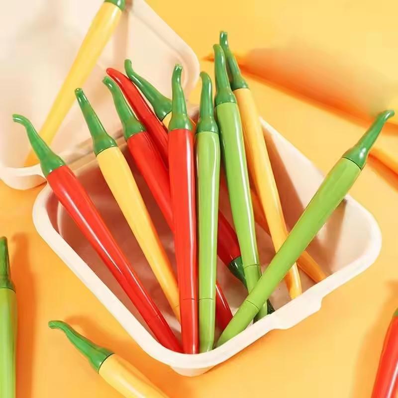 [Set 6 Cây] Bút Gel Hình Quả Ớt Độc Lạ, Bút Mực Đen 0.5mm Dễ Thương, Văn Phòng Phẩm Độc Đáo Làm Quà Tặng Học Sinh