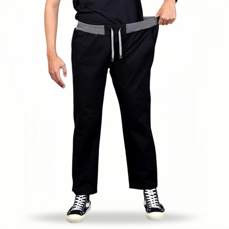 Diazoutfit - Celana Panjang Pria Pinggang Rip Kerja kantor Santai Liburan Cowok Gentleman Boy Skinnyhtytth Kain Katun Chino Melar Stretch Abu Hitam Cream 2