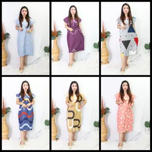 OKHI - Bigsize Daster Pendek Jumbo Resleting Depan Busui Friendly Fit Tidur  Bumil  Wanita  Dress  Panjang  Katun