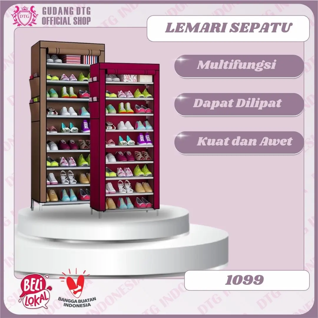 Gudang DTG Rak Sepatu 9 Susun Full Resleting Lemari Sepatu Bongkar Pasang Besi T1099
