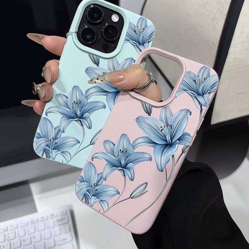 Ốp lưng iPhone hoa lily xanh cho iPhone 12 Pro Max 11 13 14 15 16 17 Pro 14 15…
