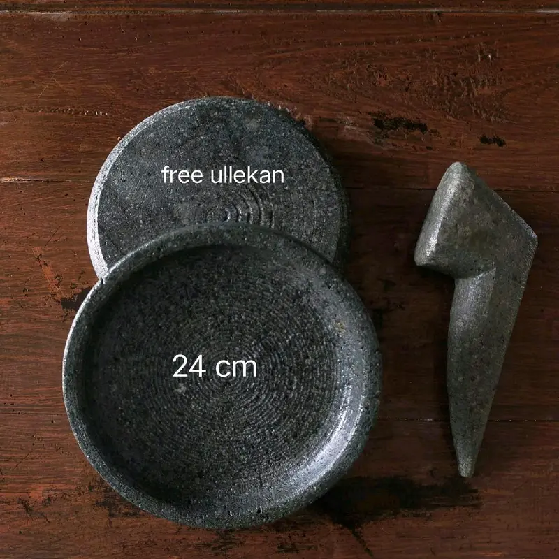 Cobek Batu Asli  24 cm free ullekan Kitchenware 2