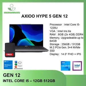 AXIOO HYPE 5 G12 I5 1235 16GB 512GB W11+OHS 14.0FHD IPS BLK